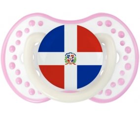 Drapeau République Dominicaine Sucette LOVI Dynamic Blanc-rose phosphorescente