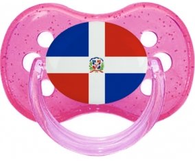 Drapeau République Dominicaine Sucette Cerise Rose à paillette