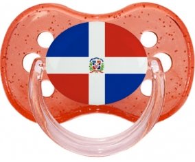 Drapeau République Dominicaine Sucette Cerise Rouge à paillette