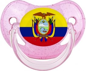 Drapeau Equateur Sucette Physiologique Rose à paillette