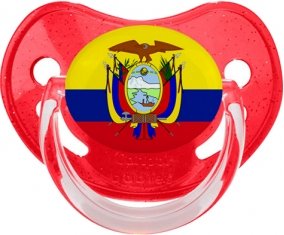 Drapeau Equateur Sucette Physiologique Rouge à paillette