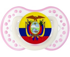 Drapeau Equateur Sucette LOVI Dynamic Blanc-rose phosphorescente