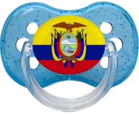 Drapeau Equateur Tétine Cerise Bleu à paillette
