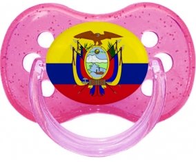 Drapeau Equateur Tétine Cerise Rose à paillette