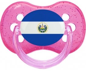 Drapeau Le Salvador Sucette Cerise Rose à paillette