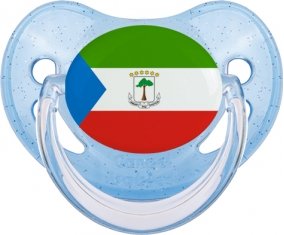 Drapeau Guinée Équatoriale Sucette Physiologique Bleue à paillette