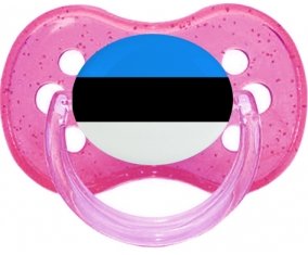 Drapeau Estonie Sucette Cerise Rose à paillette