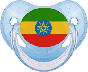 Drapeau Ethiopie Sucette Physiologique Bleue à paillette