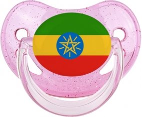 Drapeau Ethiopie Sucette Physiologique Rose à paillette