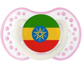 Drapeau Ethiopie Sucette LOVI Dynamic Blanc-rose phosphorescente