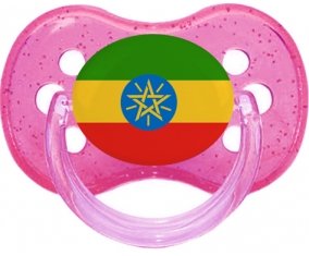 Drapeau Ethiopie Sucette Cerise Rose à paillette