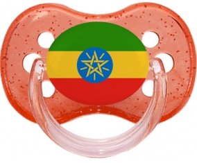 Drapeau Ethiopie Sucette Cerise Rouge à paillette