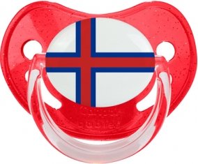 Drapeau Îles Féroé Tétine Physiologique Rouge à paillette