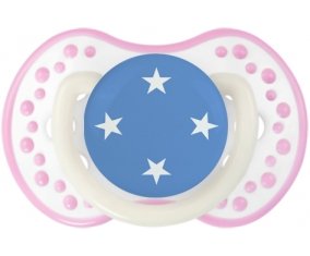 Drapeau États fédérés de Micronésie Tétine LOVI Dynamic Blanc-rose phosphorescente
