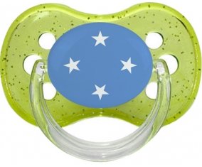 Drapeau États fédérés de Micronésie Sucette Cerise Vert à paillette
