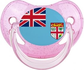 Drapeau Fidji Sucette Physiologique Rose à paillette