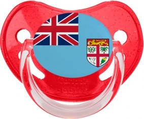 Drapeau Fidji Sucette Physiologique Rouge à paillette