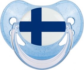 Drapeau Finlande Sucette Physiologique Bleue à paillette
