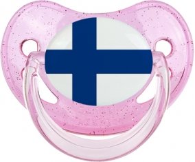 Drapeau Finlande Sucette Physiologique Rose à paillette