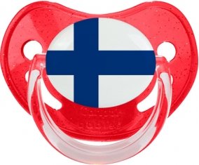 Drapeau Finlande Sucette Physiologique Rouge à paillette