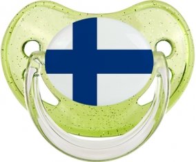 Drapeau Finlande Sucette Physiologique Vert à paillette