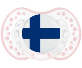 Drapeau Finlande Sucette LOVI Dynamic Retro-blanc-rose-tendre classique