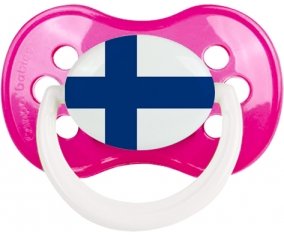 Drapeau Finlande Sucette Anatomique Rose foncé classique