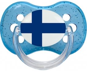 Drapeau Finlande Tétine Cerise Bleu à paillette