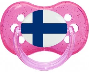 Drapeau Finlande Tétine Cerise Rose à paillette