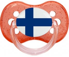 Drapeau Finlande Tétine Cerise Rouge à paillette