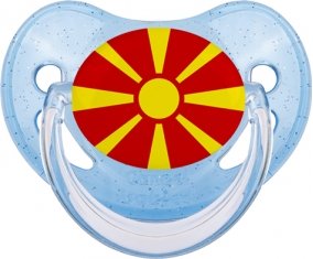 Drapeau Macédoine du Nord Tétine Physiologique Bleue à paillette
