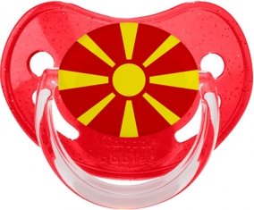 Drapeau Macédoine du Nord Tétine Physiologique Rouge à paillette