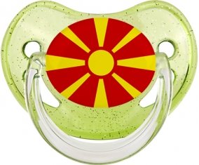 Drapeau Macédoine du Nord Tétine Physiologique Vert à paillette
