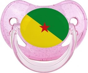 Drapeau Guyane Française Sucette Physiologique Rose à paillette