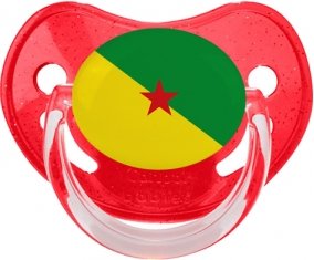 Drapeau Guyane Française Sucette Physiologique Rouge à paillette