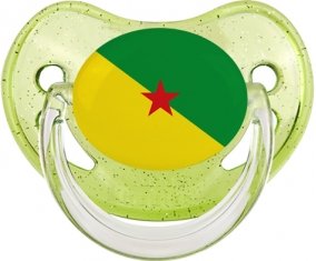 Drapeau Guyane Française Sucette Physiologique Vert à paillette