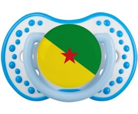 Drapeau Guyane Française Sucette LOVI Dynamic Blanc-bleu phosphorescente