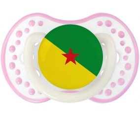 Drapeau Guyane Française Sucette LOVI Dynamic Blanc-rose phosphorescente