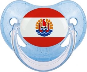 Drapeau Polynésie française Sucette Physiologique Bleue à paillette