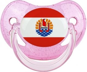 Drapeau Polynésie française Sucette Physiologique Rose à paillette
