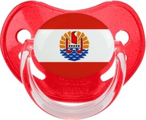 Drapeau Polynésie française Sucette Physiologique Rouge à paillette