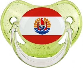 Drapeau Polynésie française Sucette Physiologique Vert à paillette
