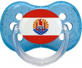 Drapeau Polynésie française Tétine Cerise Bleu à paillette