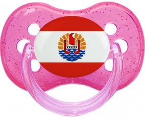 Drapeau Polynésie française Tétine Cerise Rose à paillette