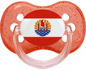 Drapeau Polynésie française Tétine Cerise Rouge à paillette