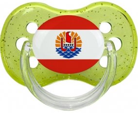 Drapeau Polynésie française Tétine Cerise Vert à paillette