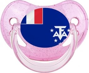 Drapeau Terres australes françaises Tétine Physiologique Rose à paillette