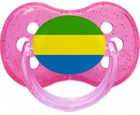 Drapeau Gabon Sucette Cerise Rose à paillette
