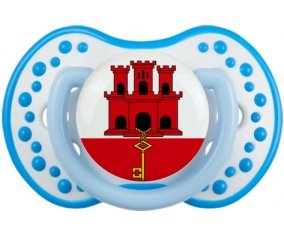 Drapeau Gibraltar Sucette LOVI Dynamic Blanc-bleu phosphorescente