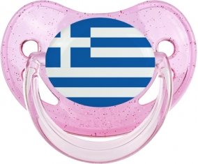 Drapeau Grèce Sucette Physiologique Rose à paillette